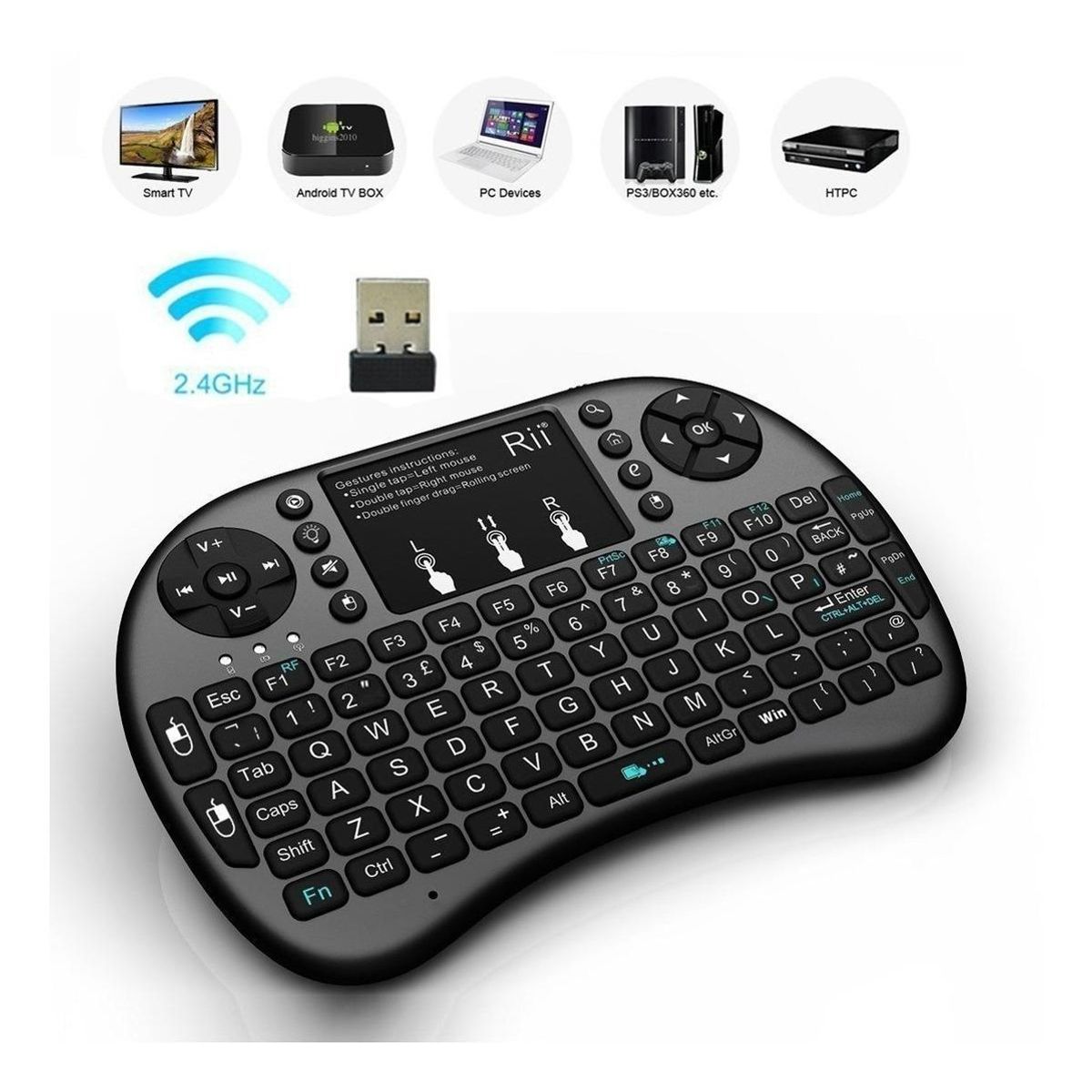 GENERICO - Teclado Inalámbrico con Touchpad y Alcance de 10 Metros.