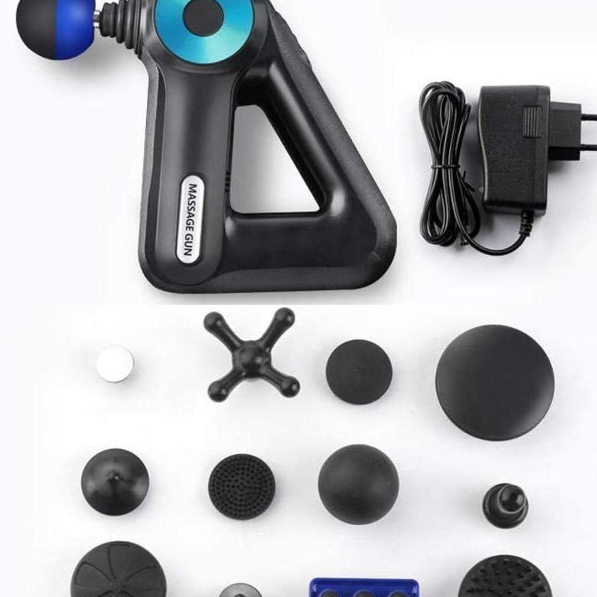 GENERICO - Pistola de Masaje Profesional con 12 Accesorios Recargable