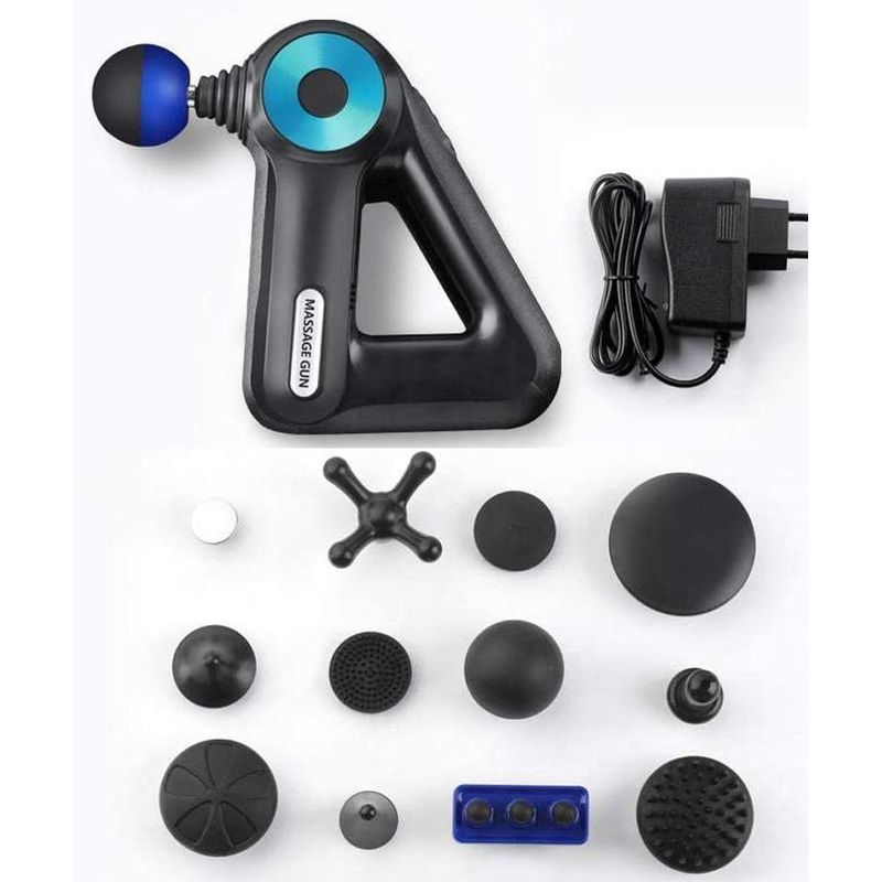 GENERICO - Pistola de Masaje Profesional con 12 Accesorios Recargable