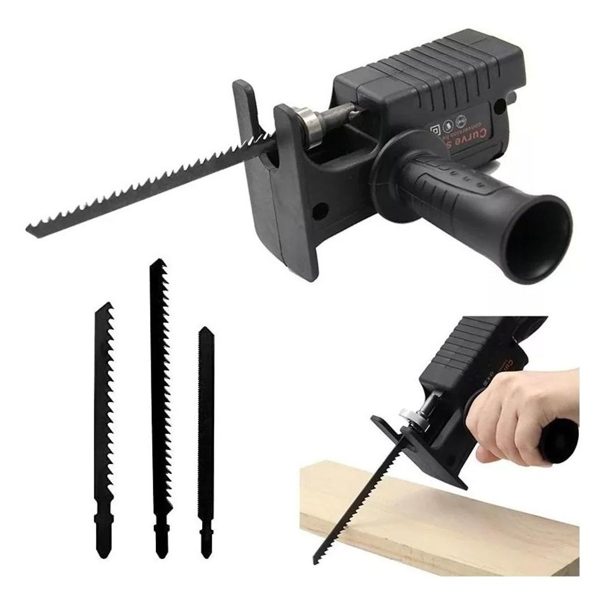 GENERICO - Adaptador de Motosierra para Taladro Eléctrico con 3 Hojas