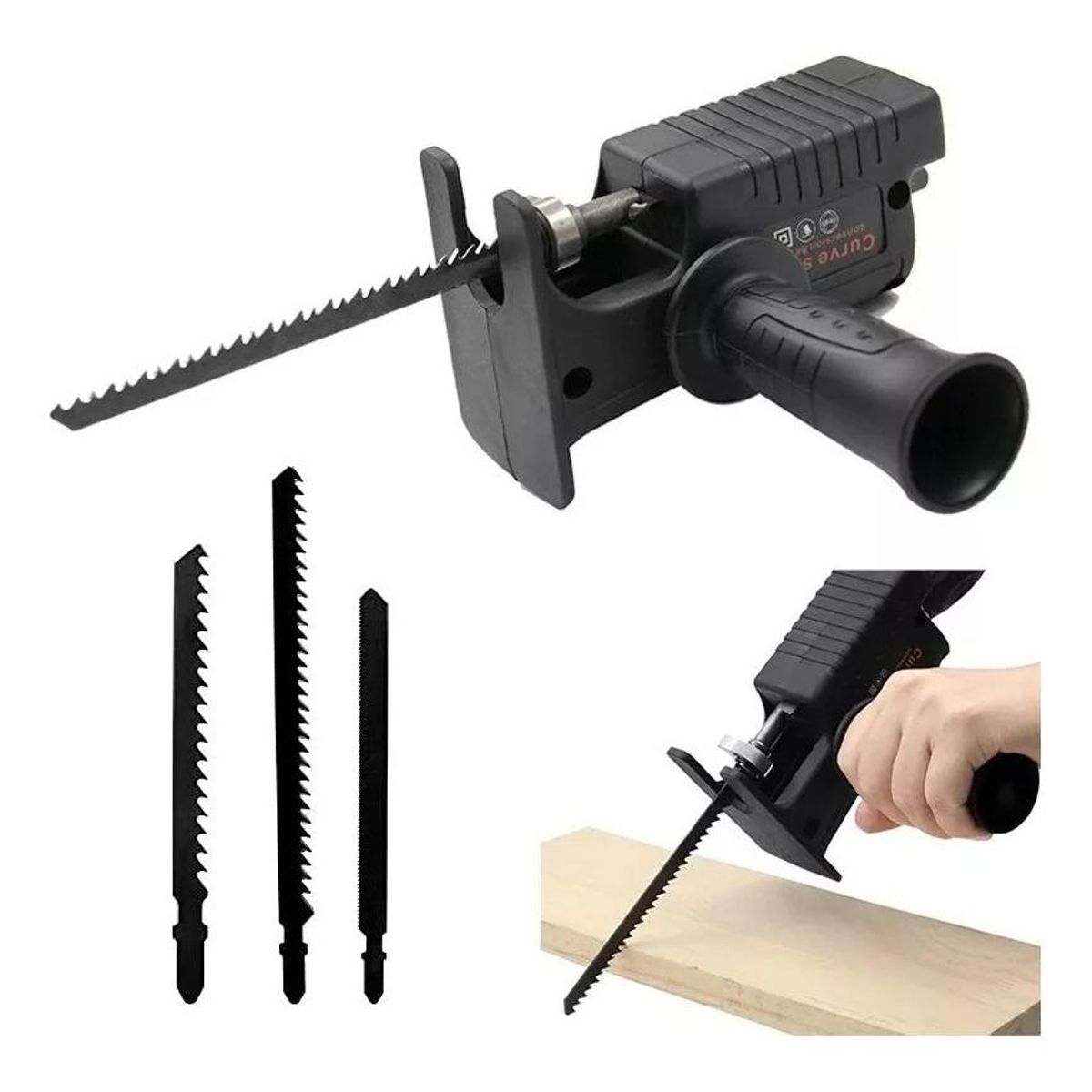 GENERICO - Adaptador de Motosierra para Taladro Eléctrico con 3 Hojas