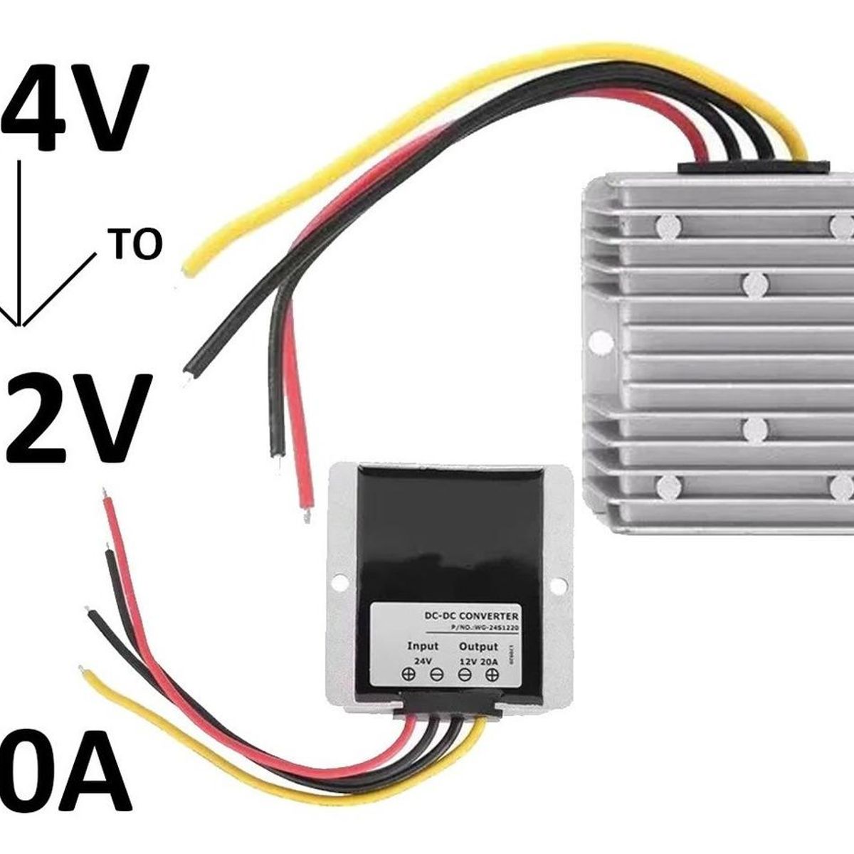 GENERICO - Convertidor DC-DC de 24V a 12V 20A Resistente al Agua