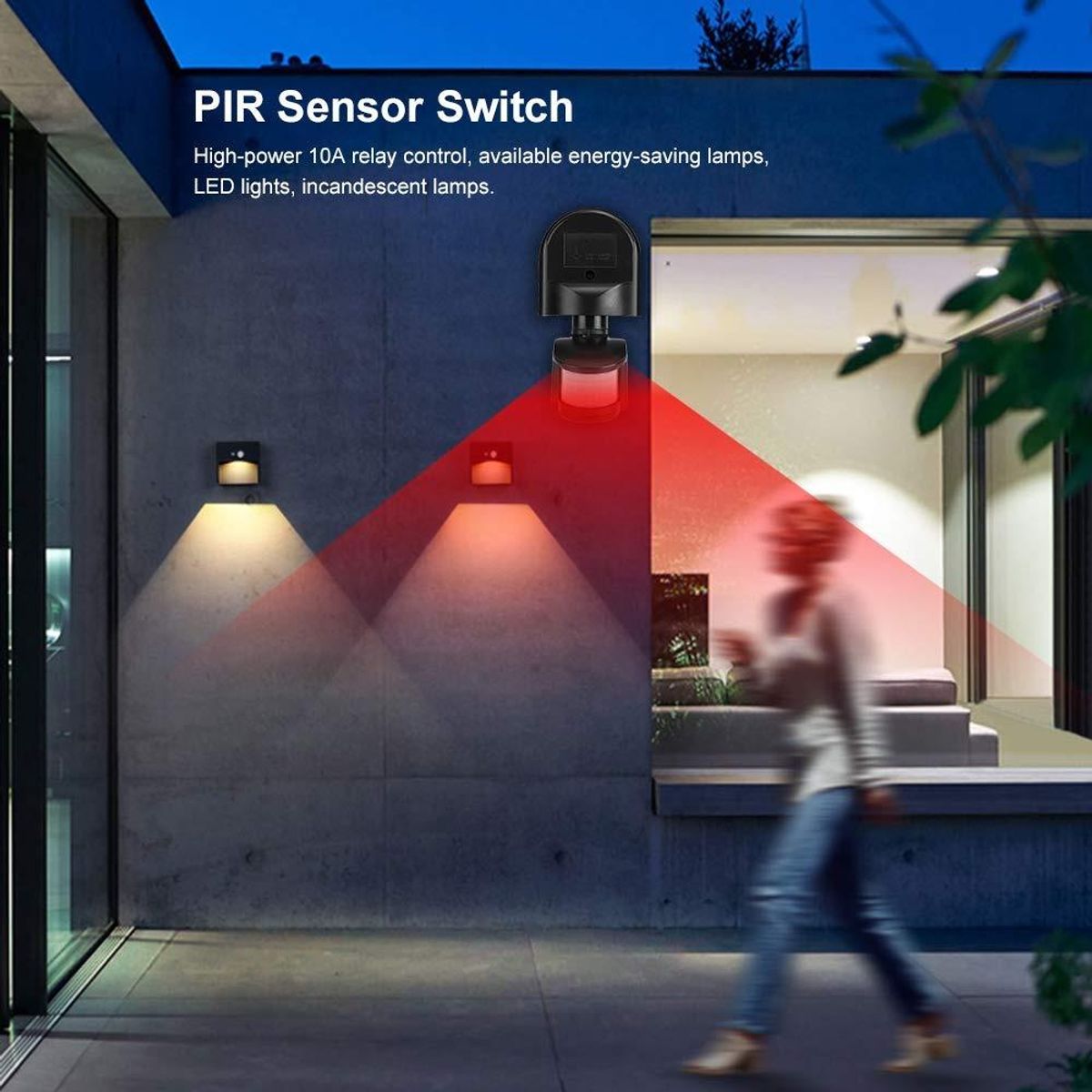 GENERICO - Sensor de Movimiento PIR Ajustable 1200W con Detección Avanzada