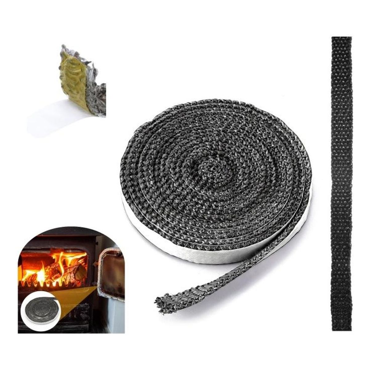 GENERICO - Sello Autoadhesivo de Fibra de Vidrio para Estufas 2m