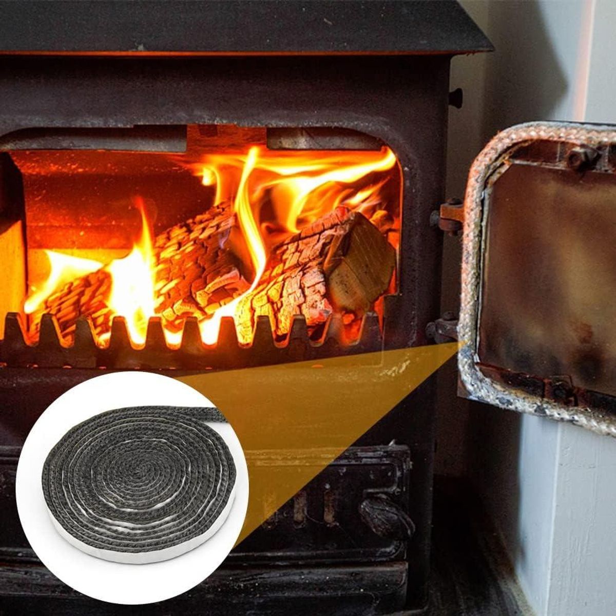 GENERICO - Sello Autoadhesivo de Fibra de Vidrio para Estufas 2m