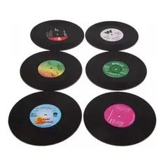 GENERICO - Pack de 12 Posavasos Vintage Estilo Vinilo