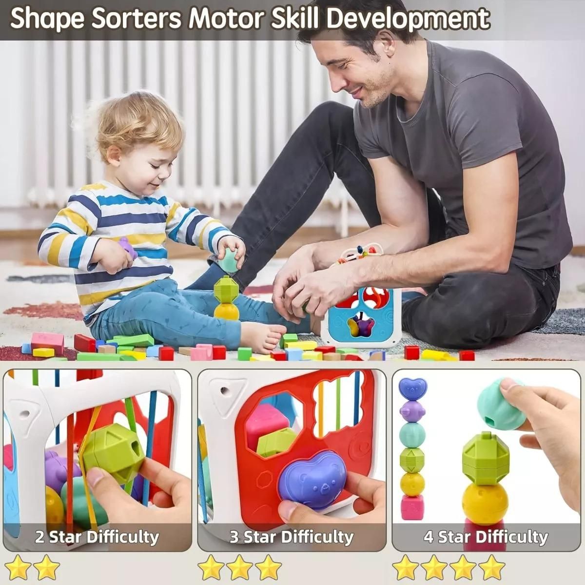 GENERICO - Cubo Didáctico Montessori 7 en 1 para el Desarrollo Infantil