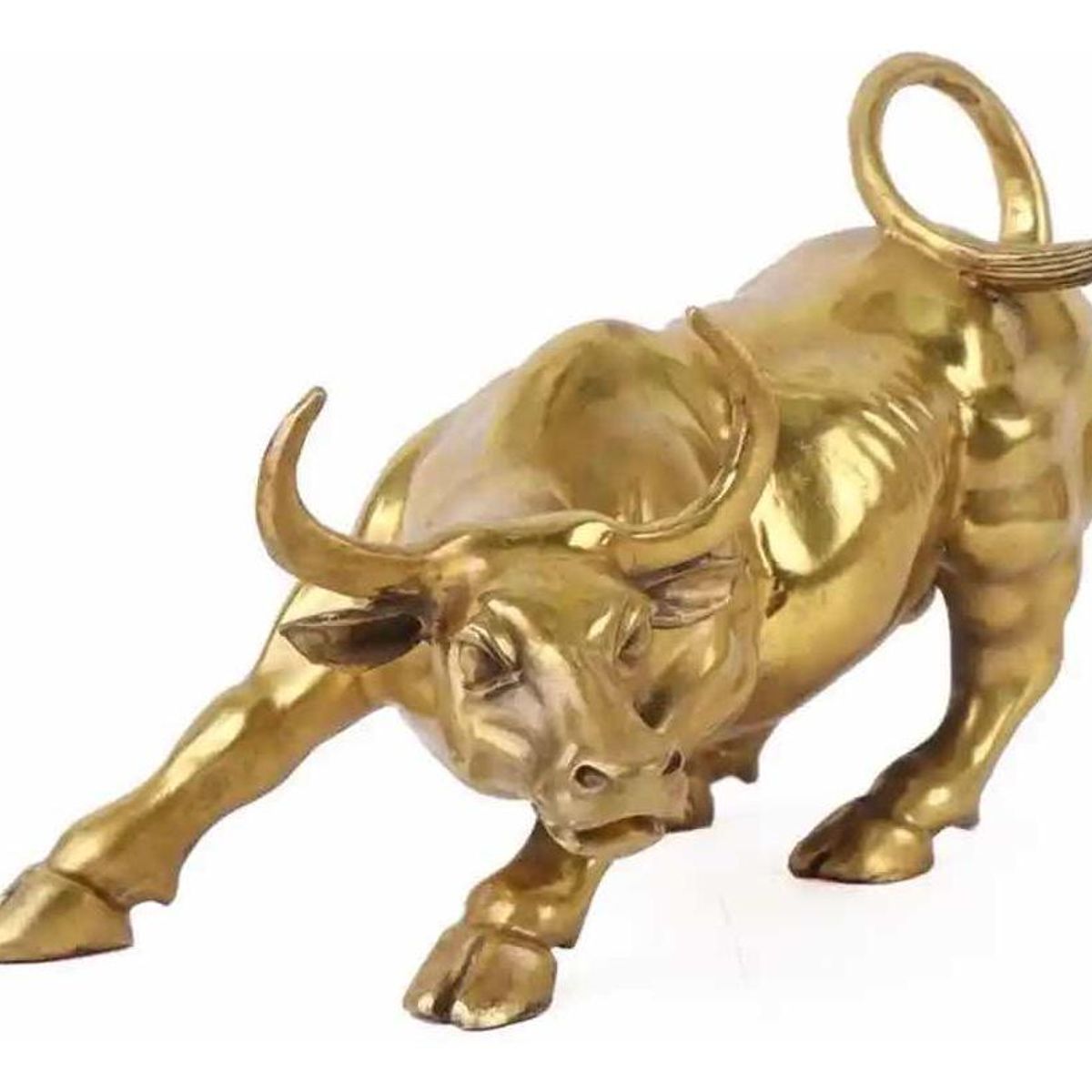 GENERICO - Estatuilla de Toro Metálico Dorado para Oficina