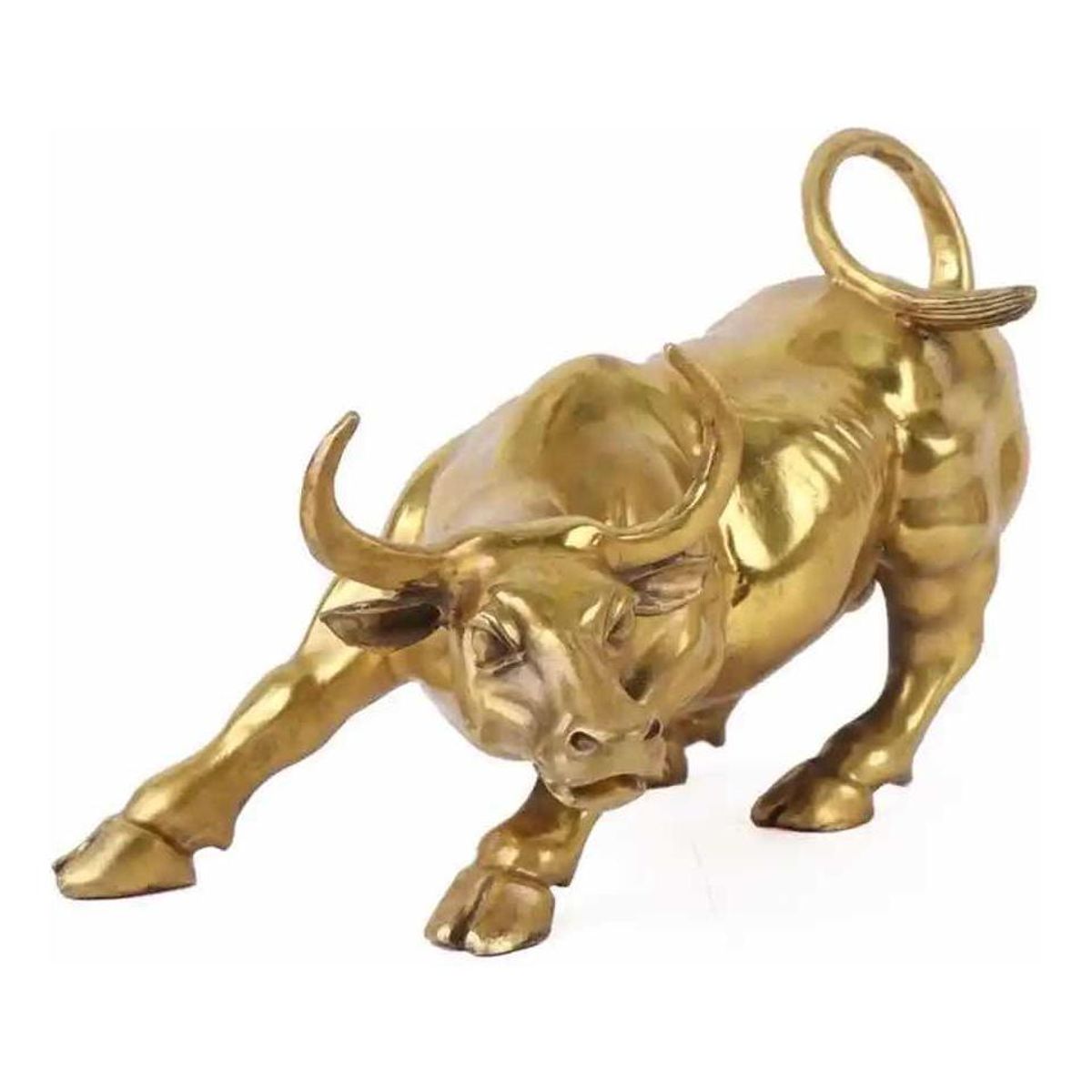 GENERICO - Estatuilla de Toro Metálico Dorado para Oficina