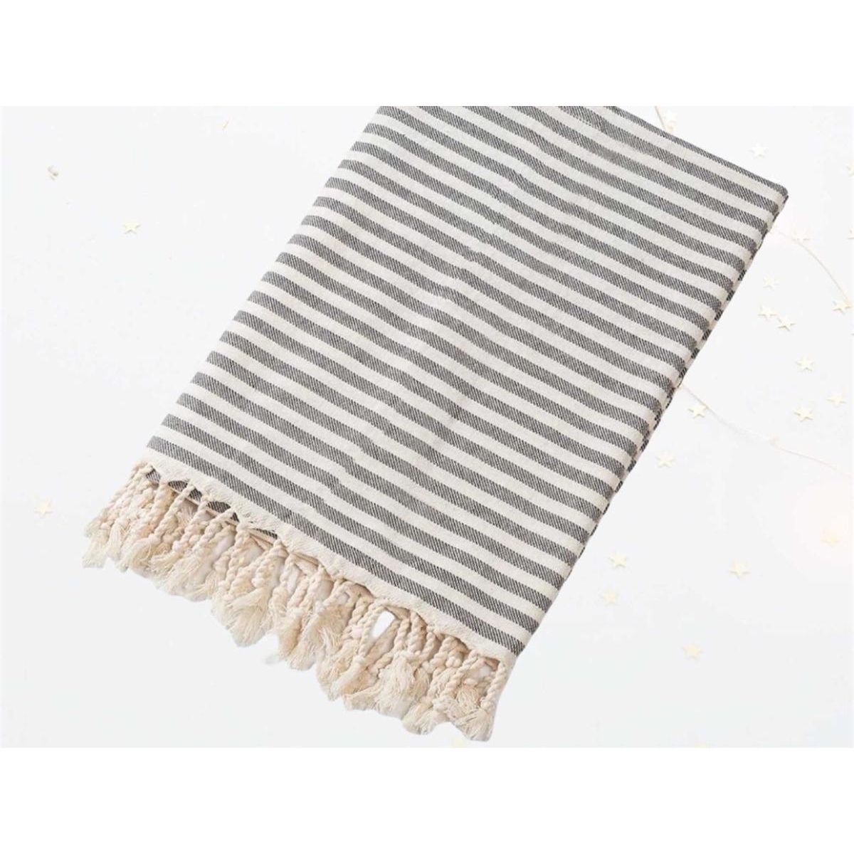 GENERICO - Toalla Turca Rayada de Playa 100x180 cm Color Gris