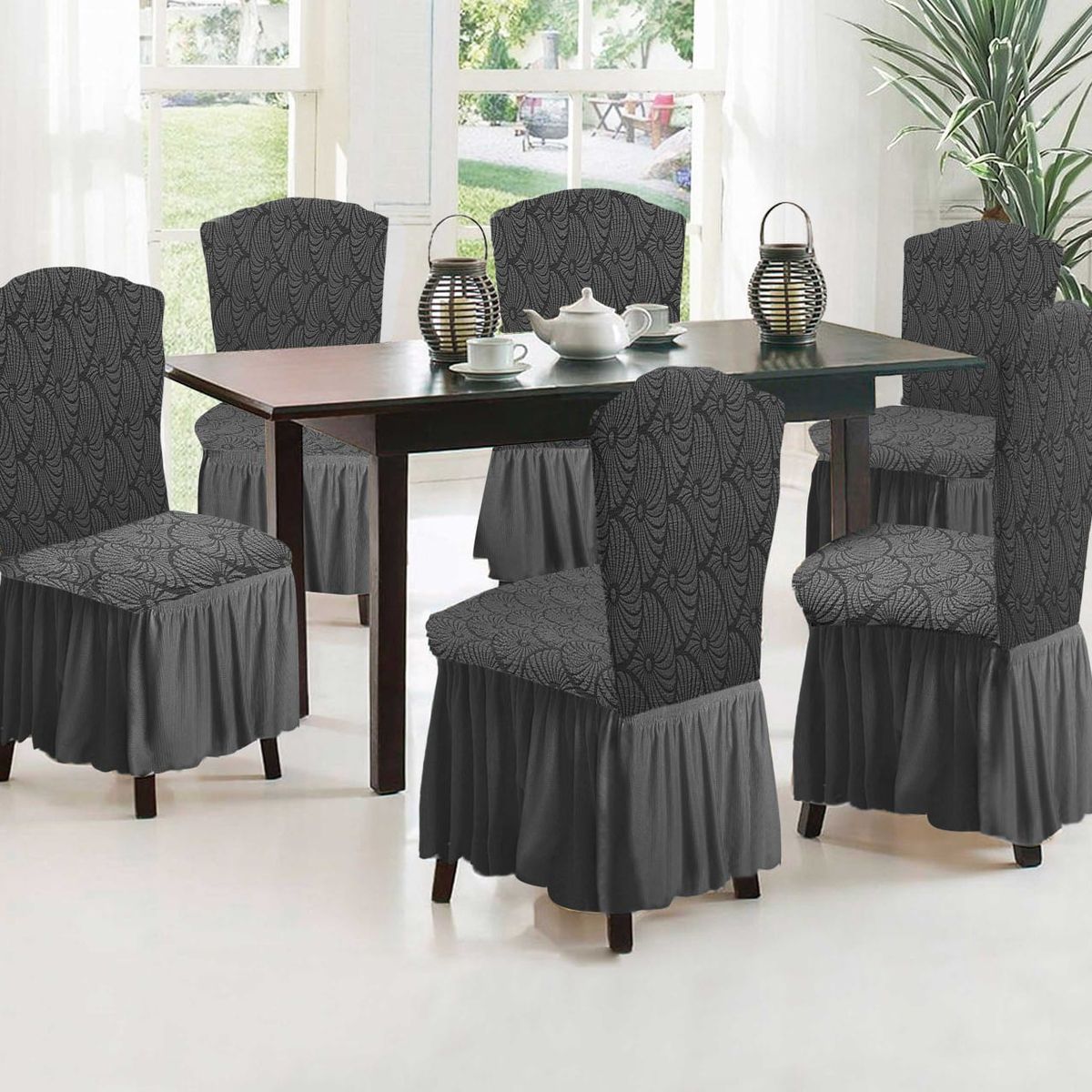 GENERICO - Cubre silla de comedor estilo turco 6 unidades.