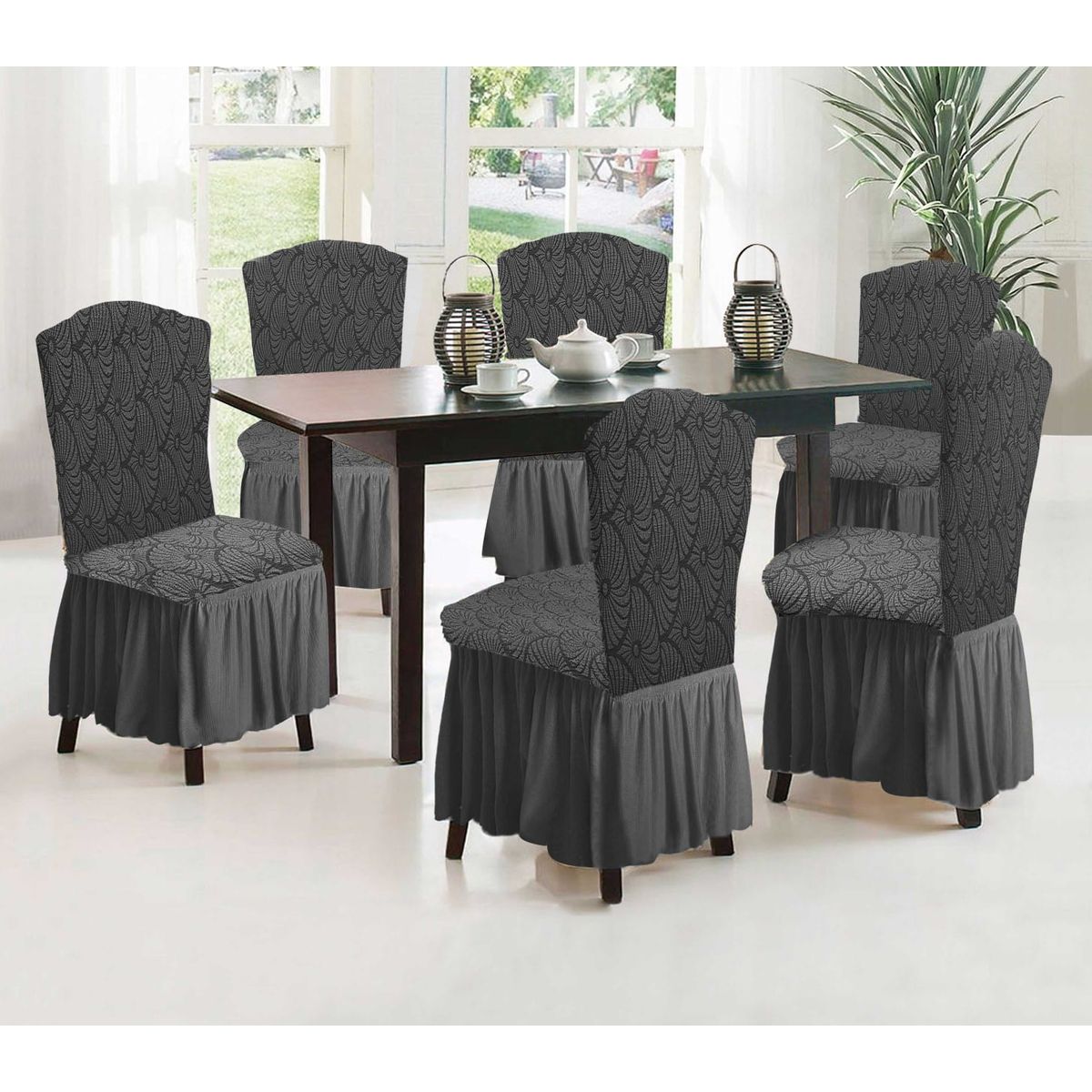 GENERICO - Cubre silla de comedor estilo turco 6 unidades.