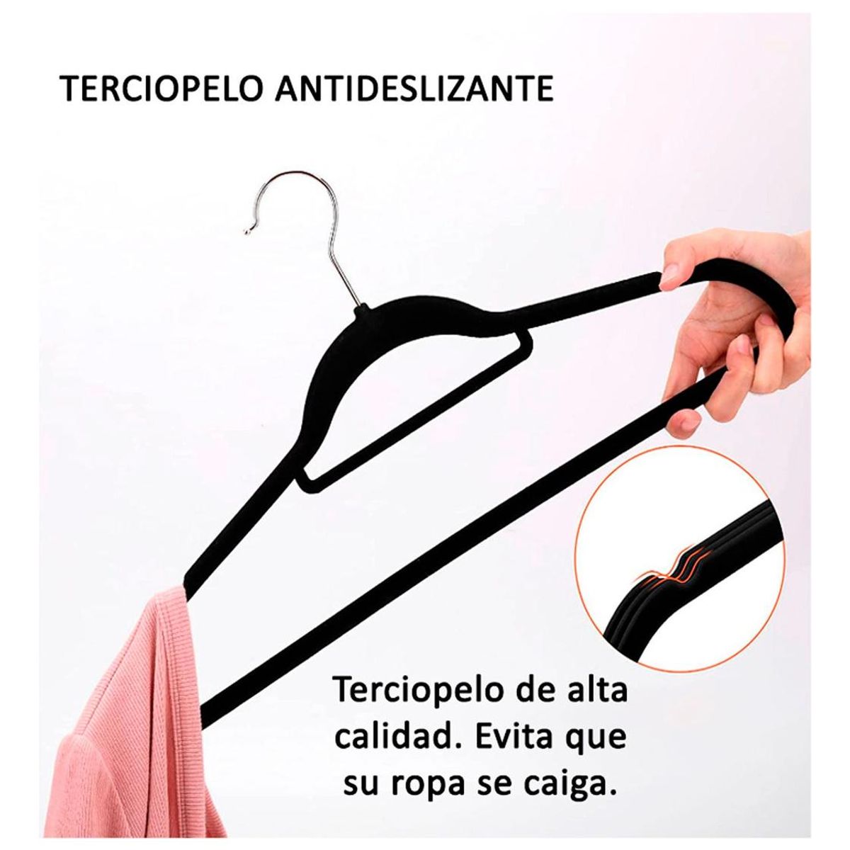 GENERICO - Colgadores Antideslizantes de Terciopelo - 30 Unidades