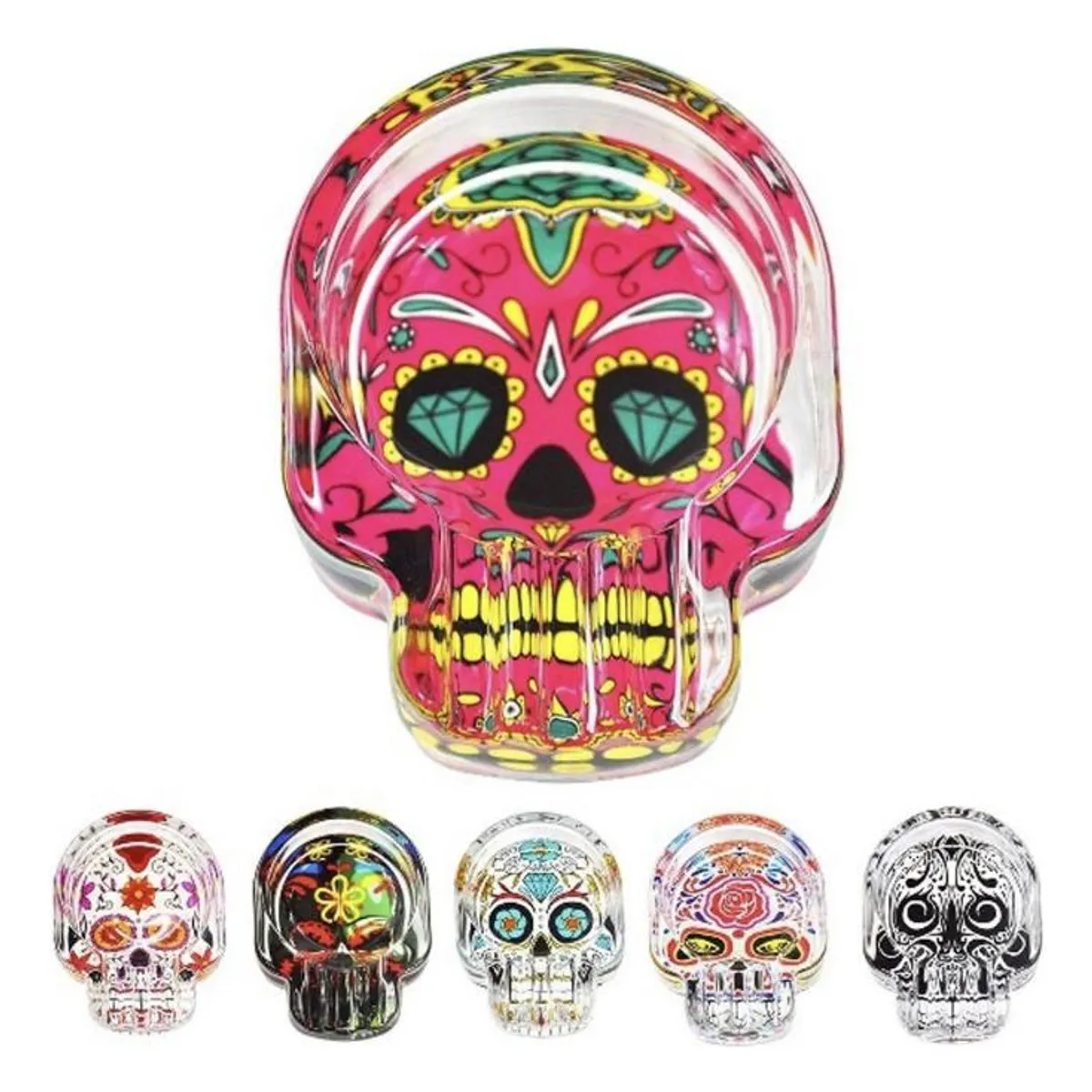 GENERICO - Cenicero Calavera Mexicana de Vidrio Artesanal