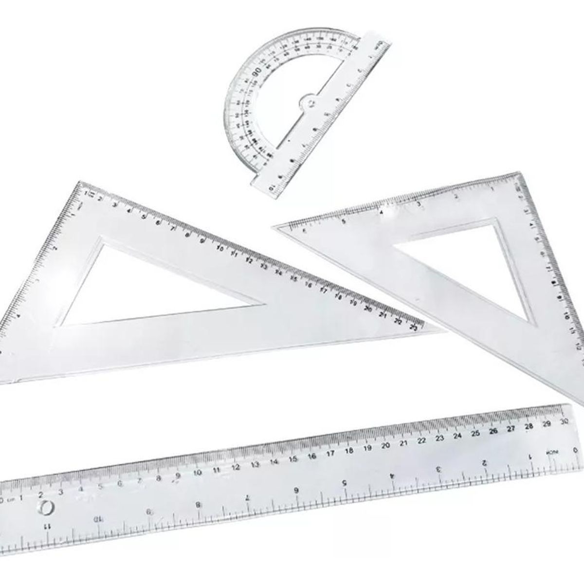 GENERICO - Set de Reglas y Escuadras de 4 Piezas