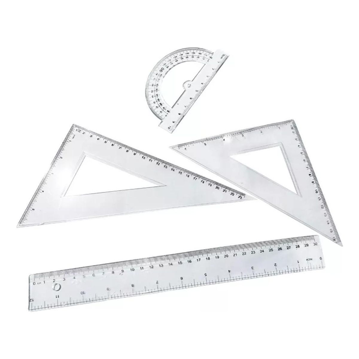 GENERICO - Set de Reglas y Escuadras de 4 Piezas