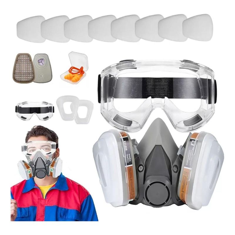 GENERICO - Mascarilla Antigas con 8 Filtros Lentes y Tapones de Seguridad