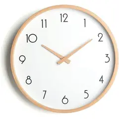 GENERICO - Reloj de Muralla Redondo de Madera Clara Análogo