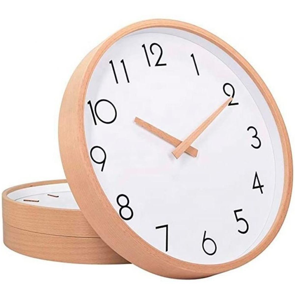 GENERICO - Reloj de Muralla Redondo de Madera Clara Análogo