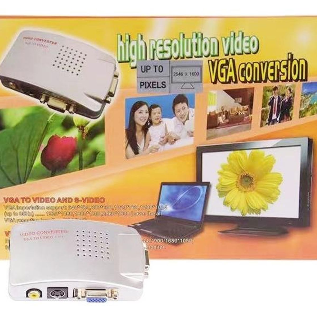 GENERICO - Adaptador VGA a RCA para Conexión de PC a TV