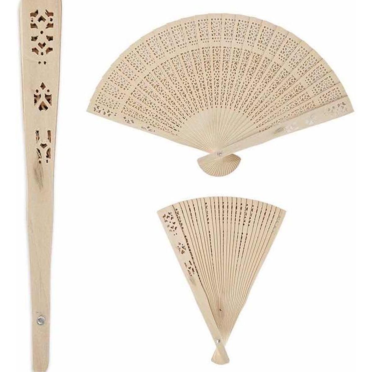 GENERICO - Pack de 10 Abanicos Elegantes de Madera para Eventos