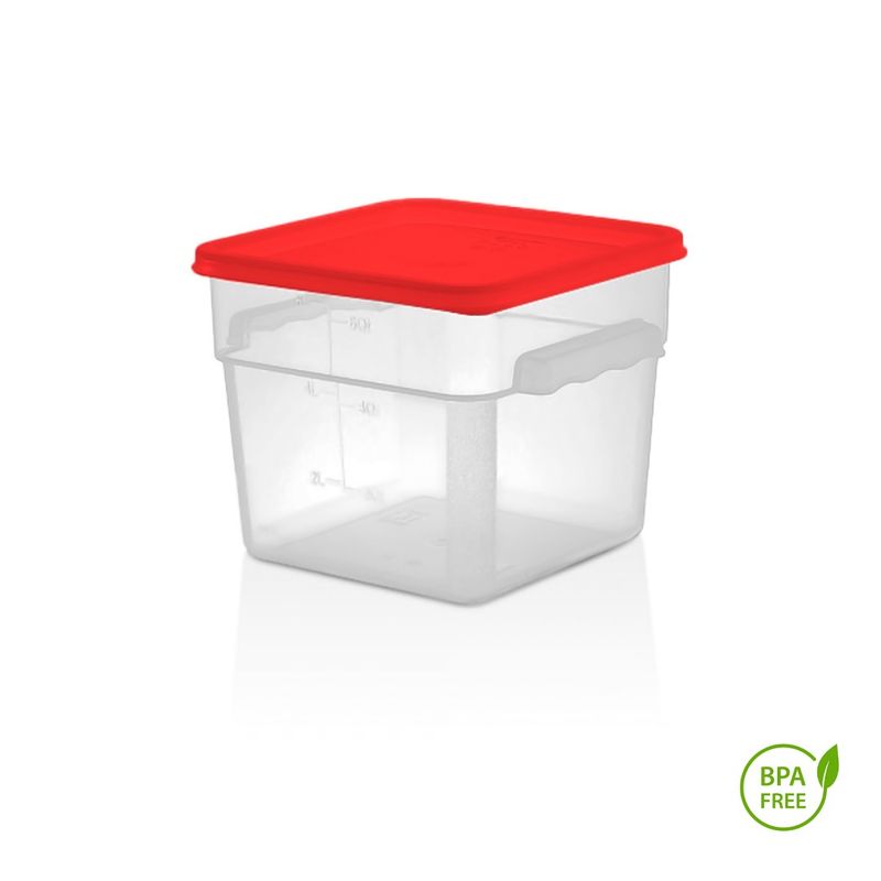 GASTROPLAST - Pack Recipiente Cuadrado Polietileno 57 Lt Con Tapa Roja
