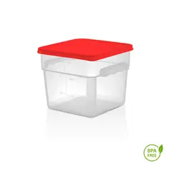 GASTROPLAST - Pack Recipiente Cuadrado Polietileno 57 Lt Con Tapa Roja