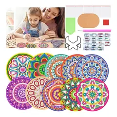 GENERICO - Kit de 12 Posavasos de Pintura Diamante Mandala 10cm