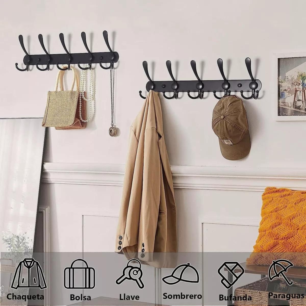 GENERICO - Juego de 2 Ganchos de Pared para Sombreros y Ropa