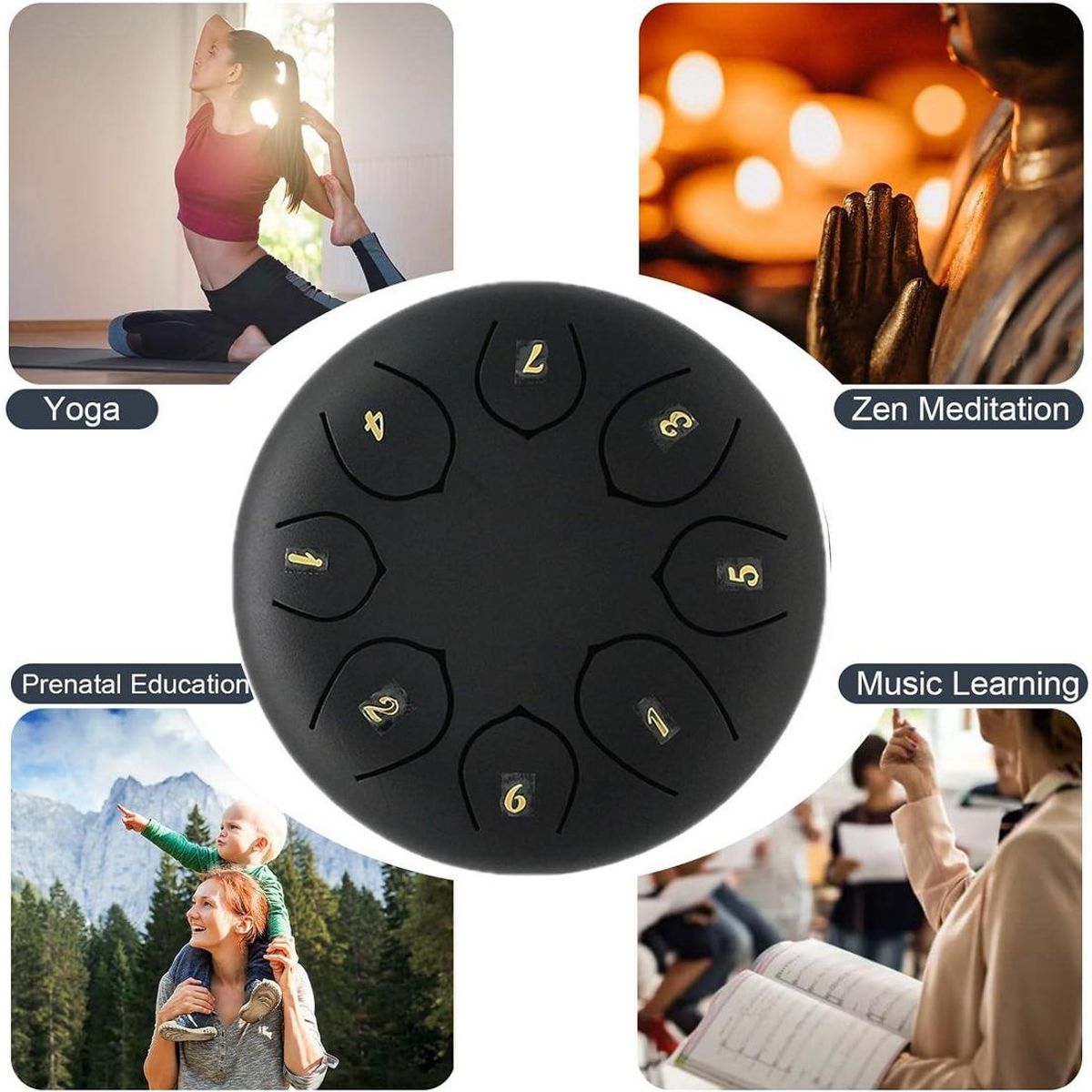 GENERICO - Tongue Drum de Acero de 8 Notas con Accesorios Incluidos
