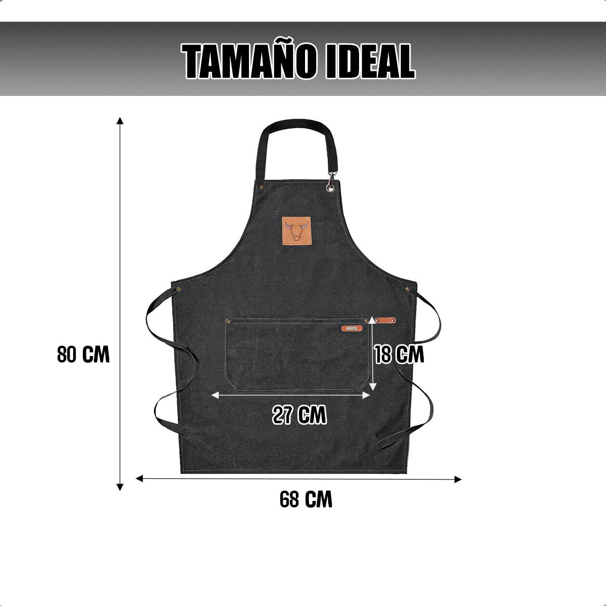 WAYU - Delantal Parrillero Wayu Pechera Cocina Mandiles Cocina Wayu