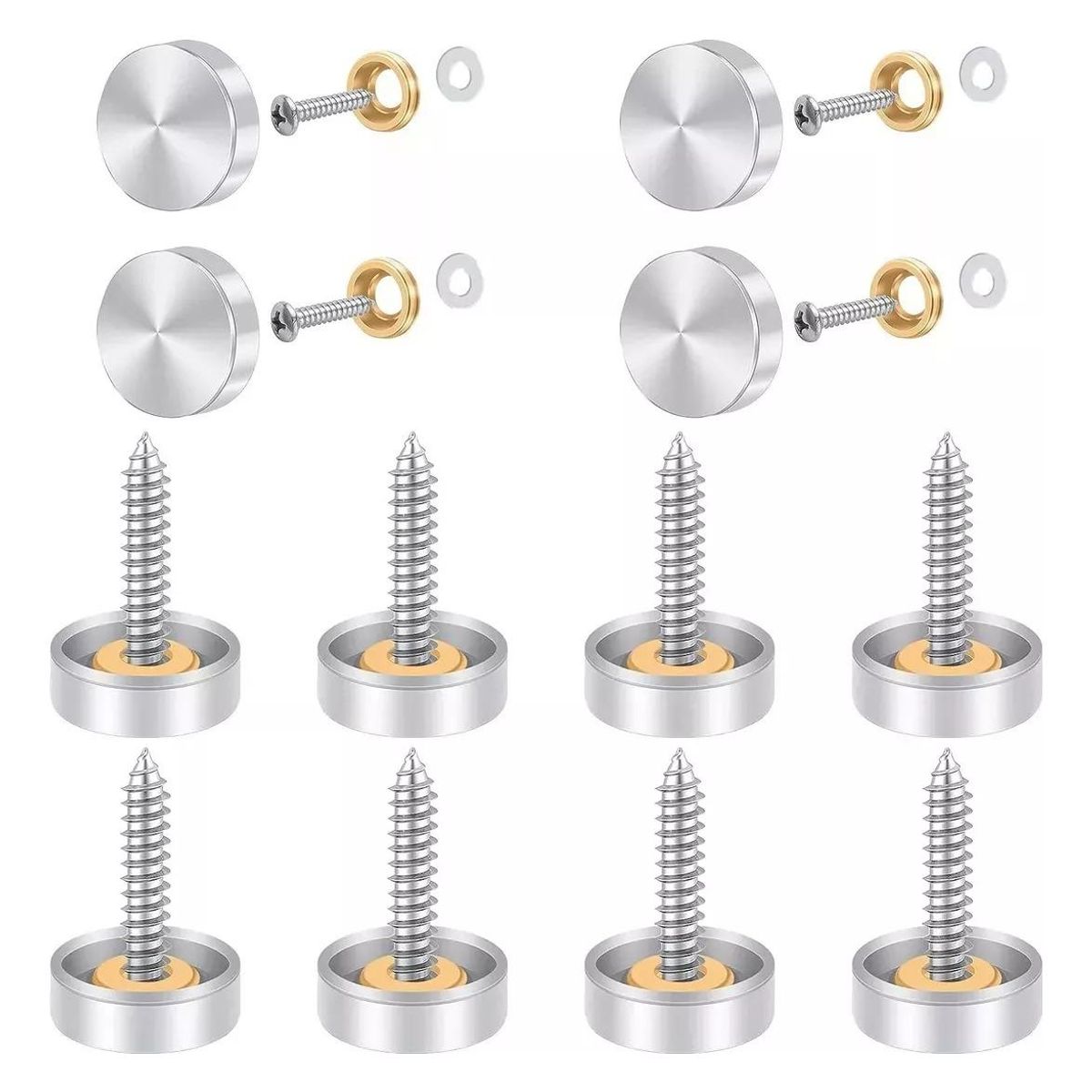 GENERICO - Tornillos Inoxidables para Espejos - Pack de 12