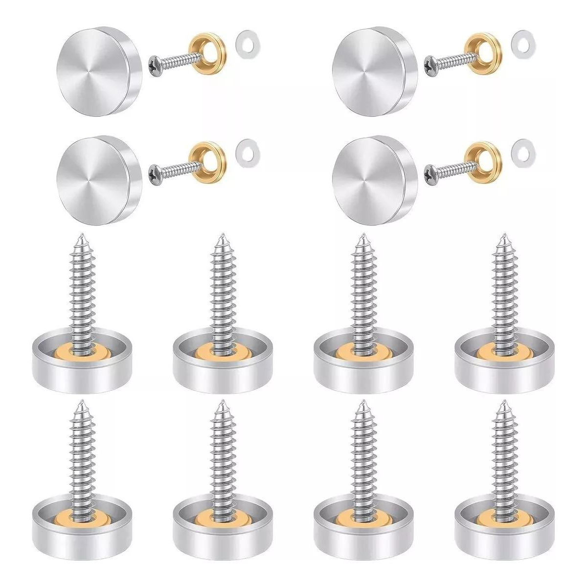 GENERICO - Tornillos Inoxidables para Espejos - Pack de 12