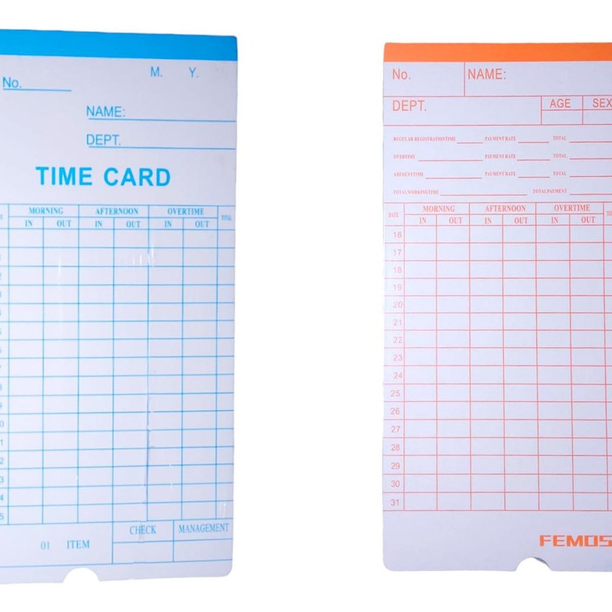 GENERICO - 100 Tarjetas de Control de Asistencia Imprimibles