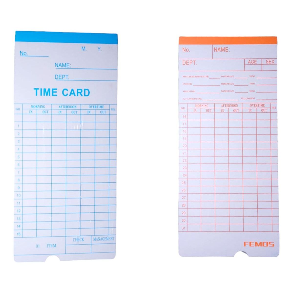 GENERICO - 100 Tarjetas de Control de Asistencia Imprimibles