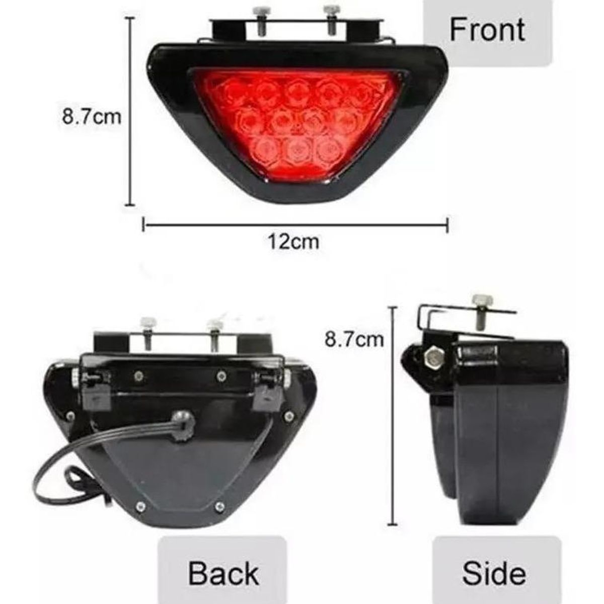 GENERICO - Luz de Freno LED Triangular Auxiliar 12V para Vehículos