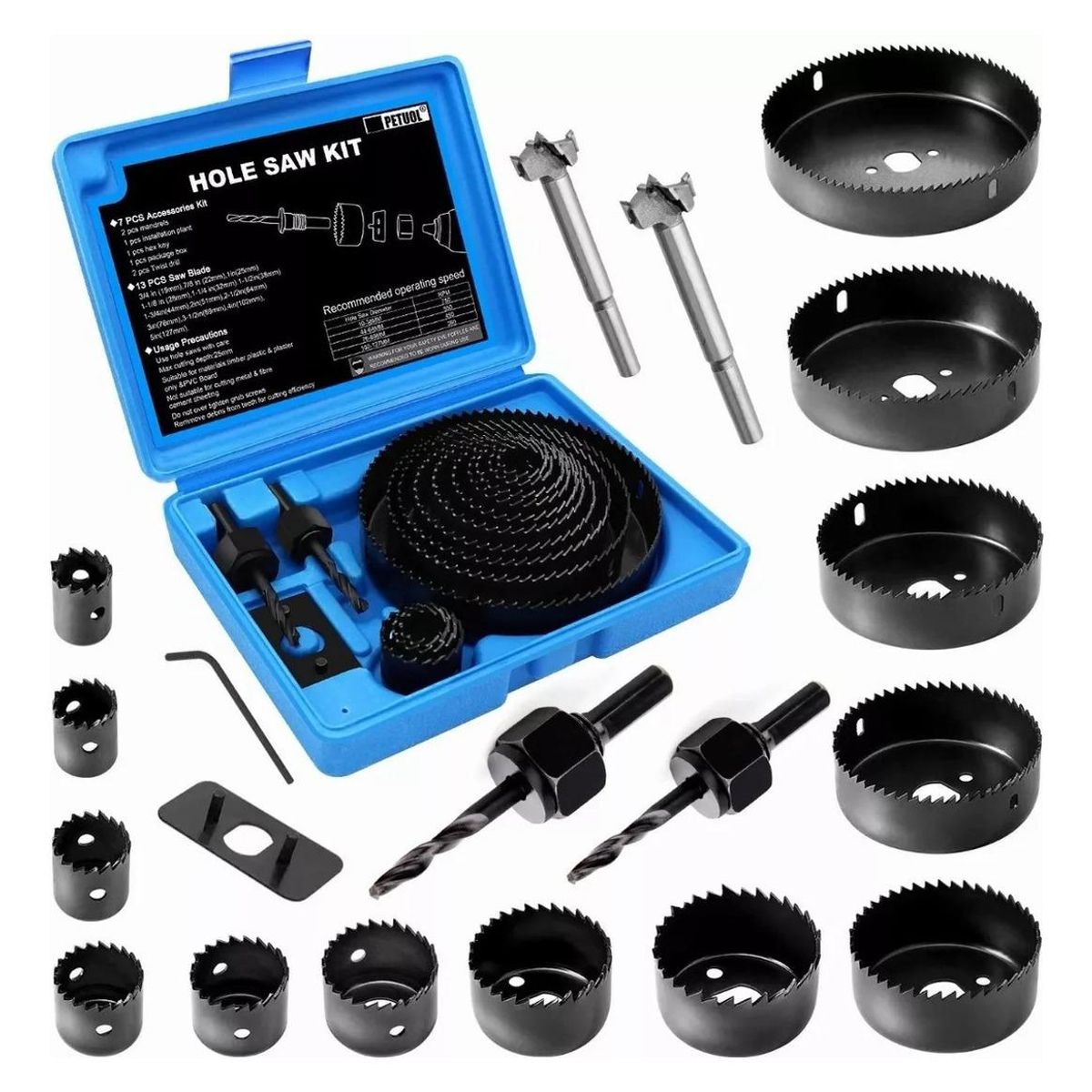 GENERICO - Juego de 22 Piezas Sierra Copa y Brocas Forstner para Madera