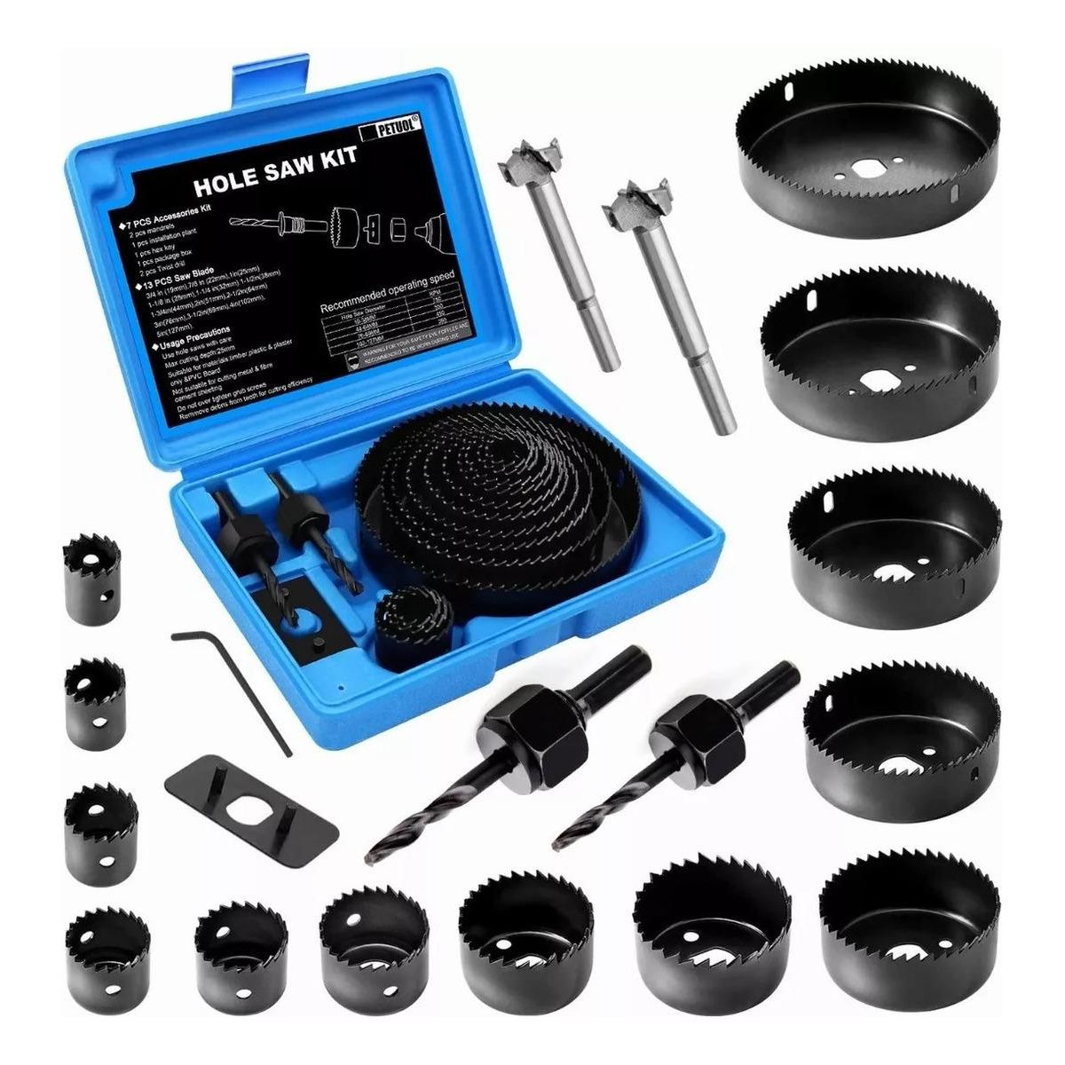 GENERICO - Juego de 22 Piezas Sierra Copa y Brocas Forstner para Madera