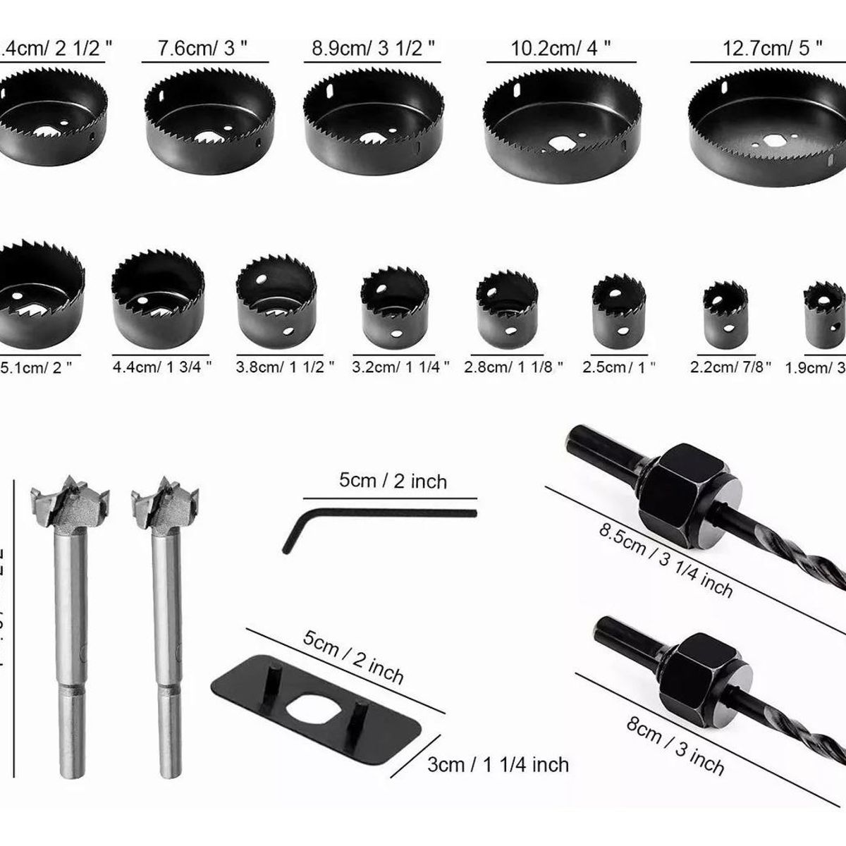 GENERICO - Juego de 22 Piezas Sierra Copa y Brocas Forstner para Madera