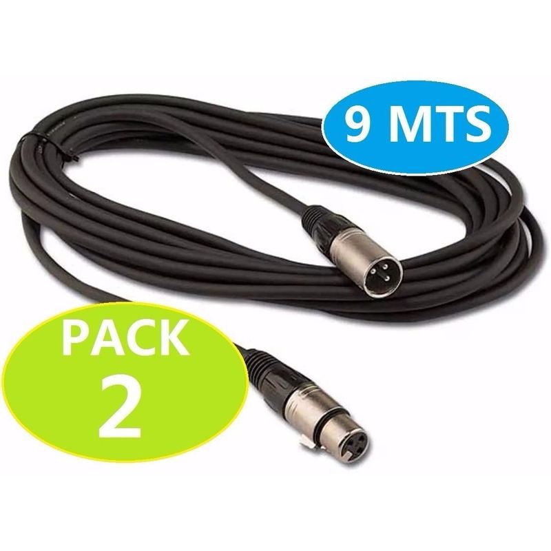 GENERICO - Pack de 2 Cables de Extensión DMX - XLR3 de 9 Metros