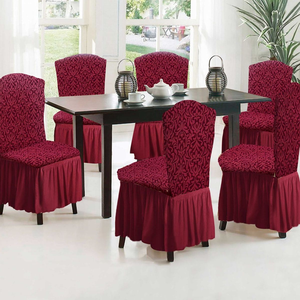 GENERICO - Cubre silla de comedor estilo turco 6 unidades