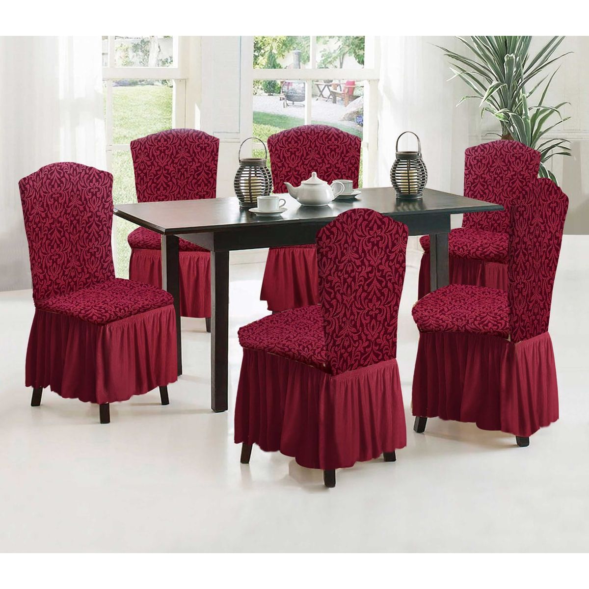 GENERICO - Cubre silla de comedor estilo turco 6 unidades