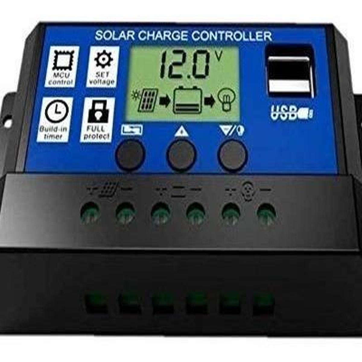 GENERICO - Regulador Solar Digital 12V 24V 40A con 2 Salidas USB