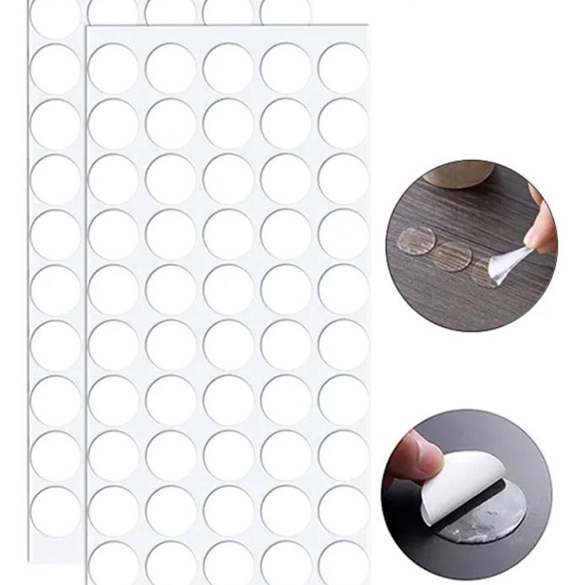 GENERICO - Adhesivo Circular Transparente de Doble Contacto 100 Piezas