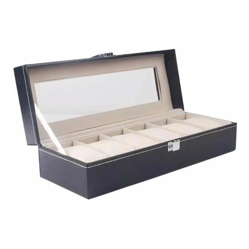 GENERICO - Caja Organizadora de Relojes para 6 Unidades con Eco Cuero