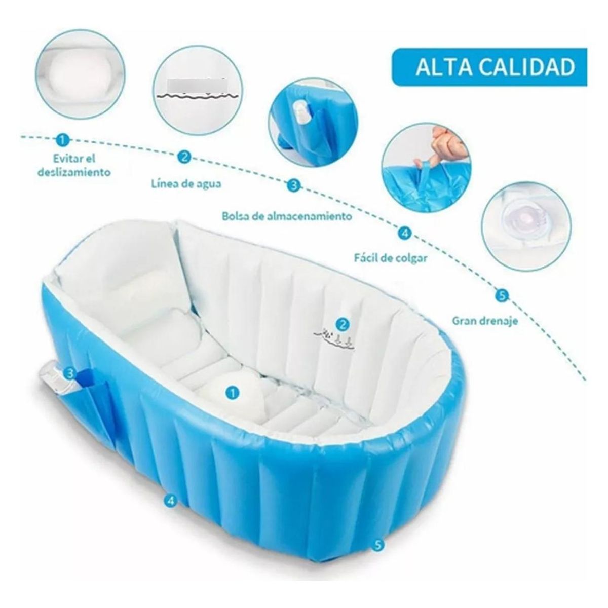 GENERICO - Bañera Inflable Plegable para Bebés con Accesorios Incluidos