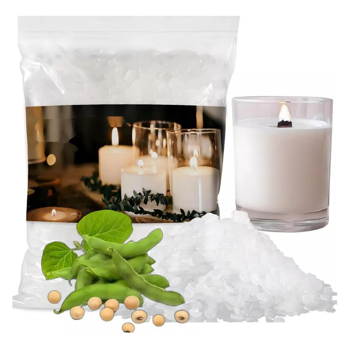 GENERICO - Cera de Soja Sin Humo 1 Kilo para Velas Aromáticas