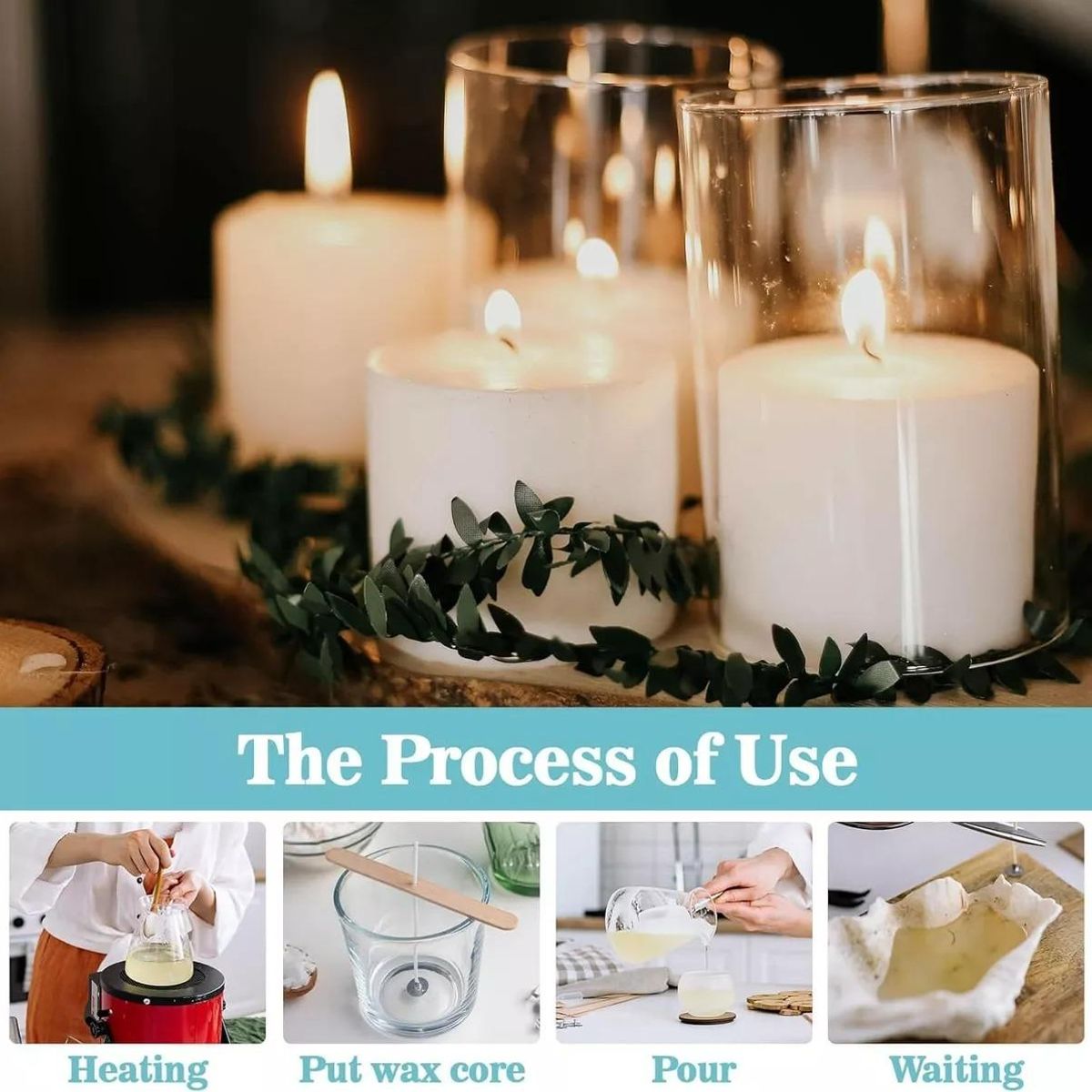 GENERICO - Cera de Soja Sin Humo 1 Kilo para Velas Aromáticas