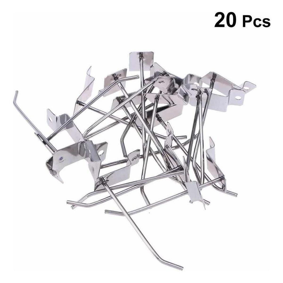 GENERICO - Pack de 20 Ganchos de Metal para Panel Ranurado de 15 cm