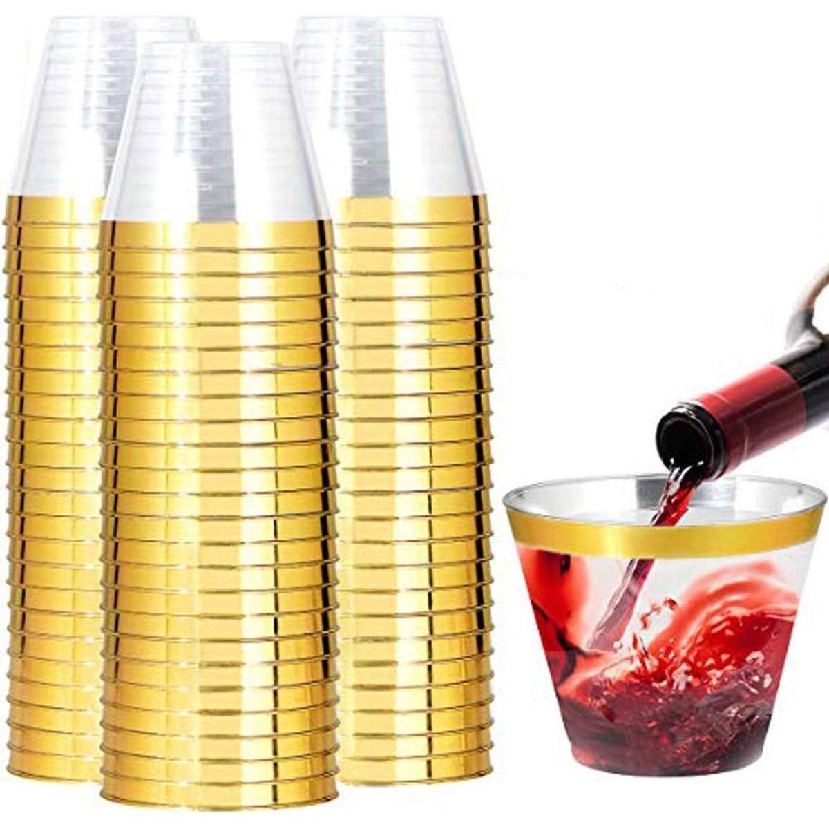 GENERICO - 50 Vasos Reutilizables de Plástico para Bebidas Elegantes